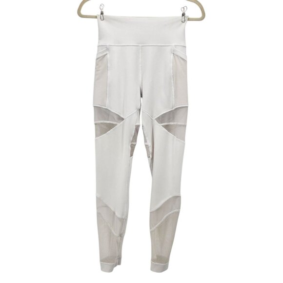 Lululemon Womens 6 Leggings Forget The Sweat Tight White Mesh 25" Yoga Fitness - Picture 1 of 8